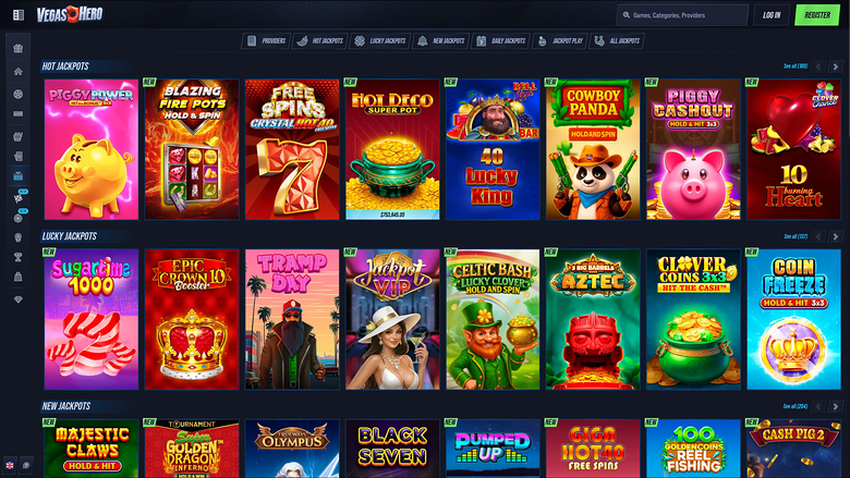 VegasHero Casino — Jackpot games