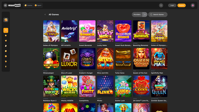 VegasNova Casino — Games lobby