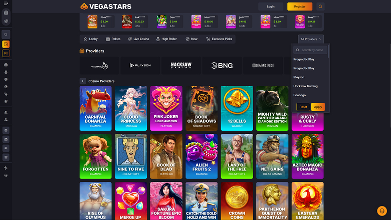 VegaStars Casino — Developers