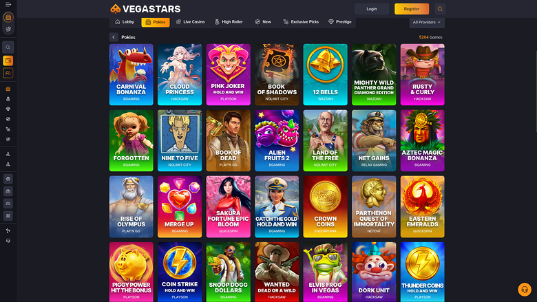 VegaStars Casino — Games lobby