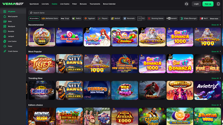Vemabet Casino — Games lobby