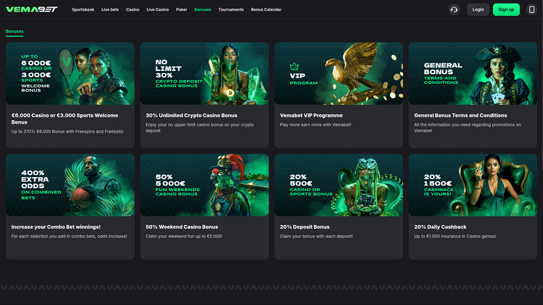 Vemabet Casino — Promotions page