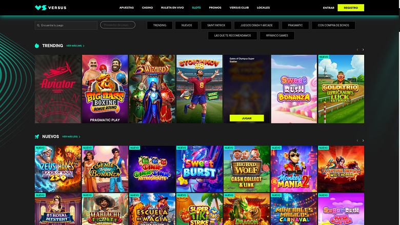 Versus Casino — Games lobby