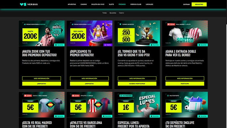 Versus Casino — Promotions page