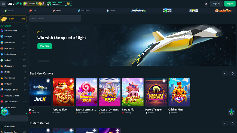 Vertbet — Games lobby