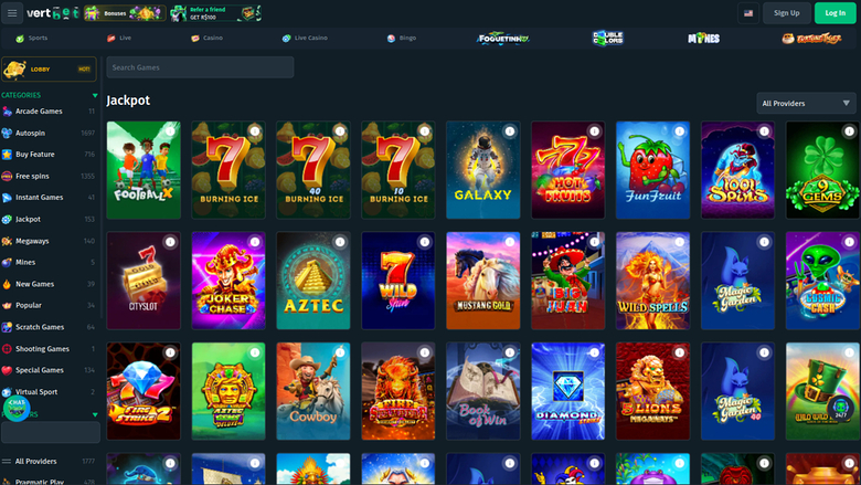 Vertbet — Jackpot games