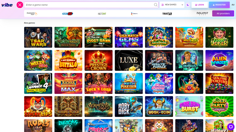 Vibe Casino — Games lobby