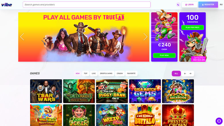 Vibe Casino — Homepage