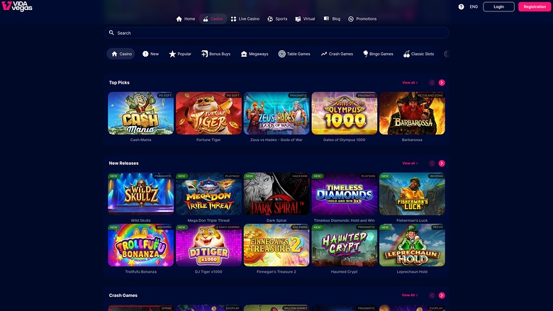 VidaVegas Casino — Games lobby