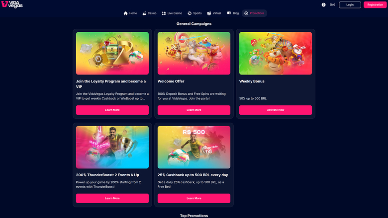 VidaVegas Casino — Promotions page