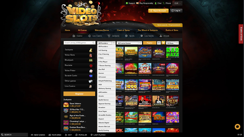 Videoslots Casino — Games by studio