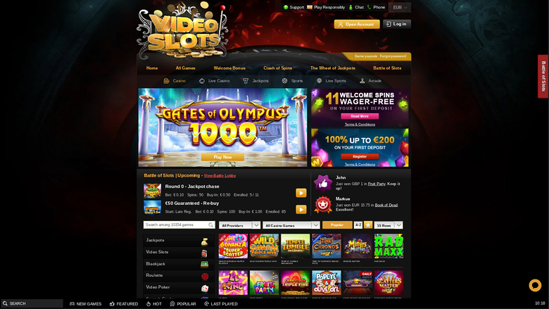 Videoslots Casino — Homepage