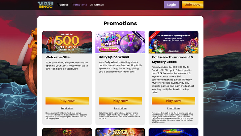 Viking Bingo Casino — Promotions page