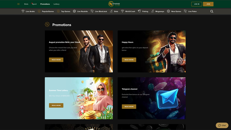 VipArabClub Casino — Promotions page