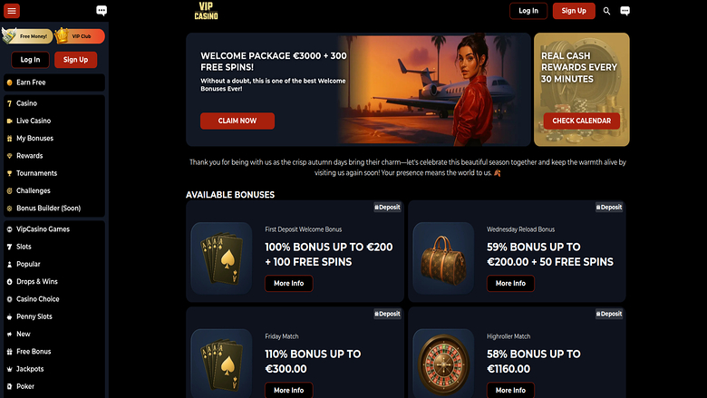 VipCasino — Promotions page