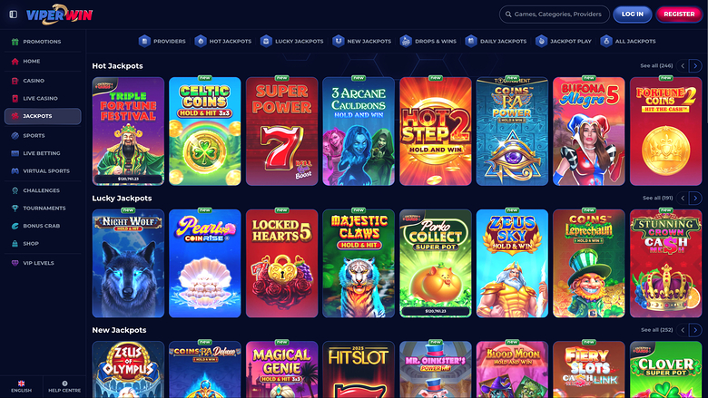 Viperwin Casino — Jackpot games