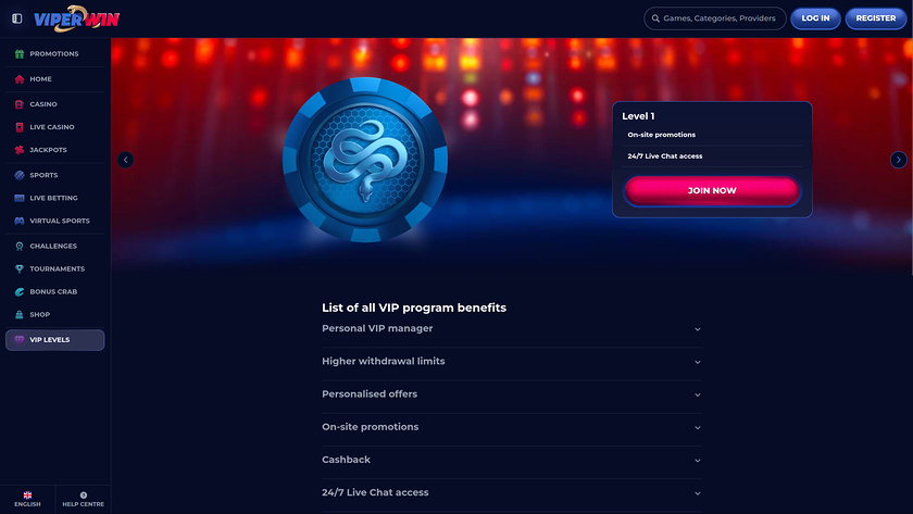 Viperwin Casino — VIP section