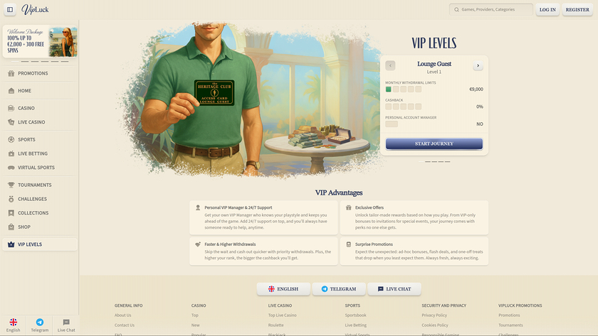 VIPLuck Casino — VIP section