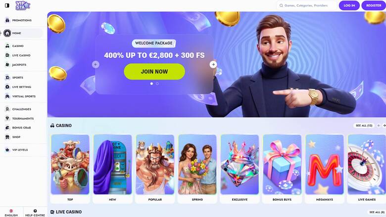 Vipsta Casino — Homepage