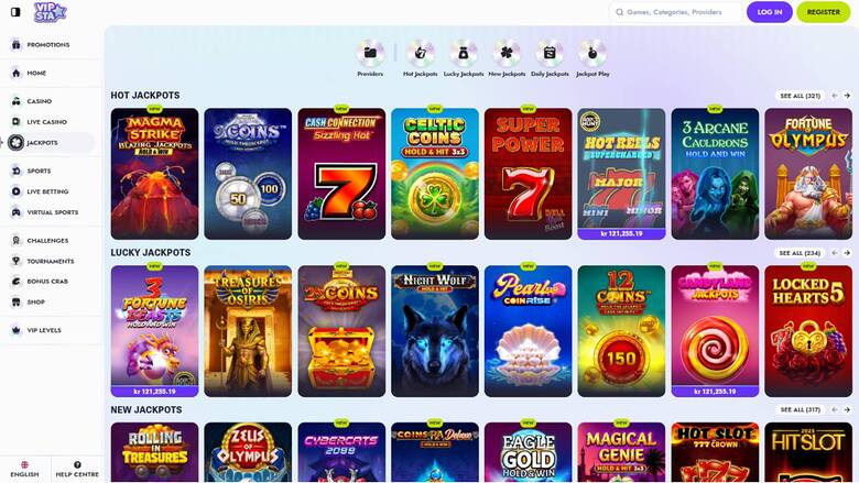 Vipsta Casino — Jackpot games