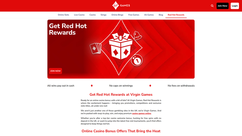 Virgin Games — Promotions page