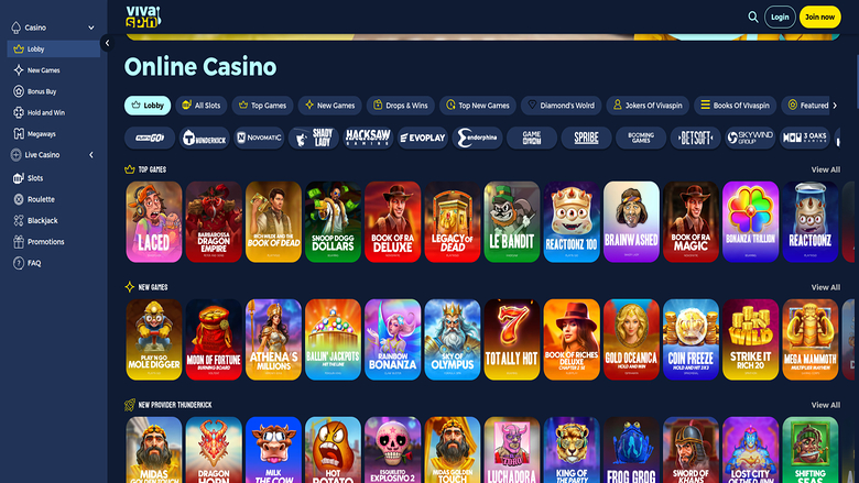 Vivaspin Casino — Games lobby