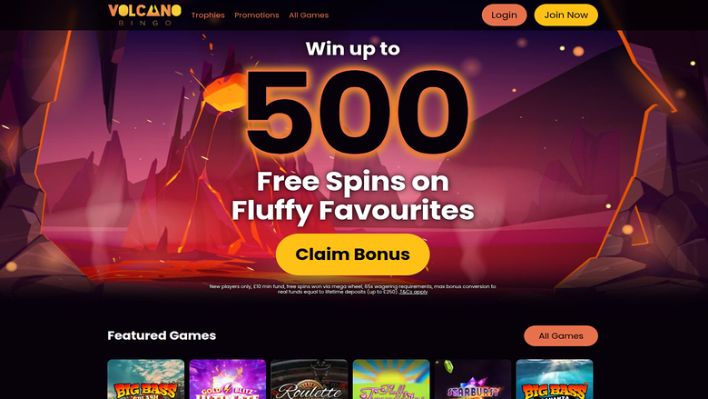 Volcano Bingo Casino — Homepage