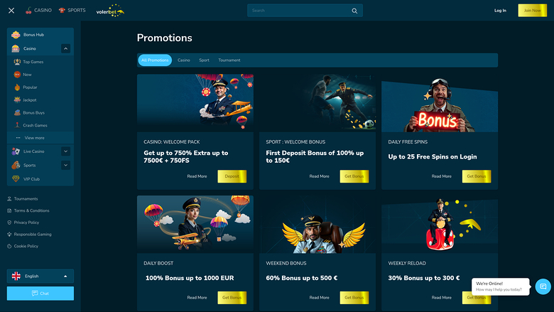 Volerbet Casino — Promotions page