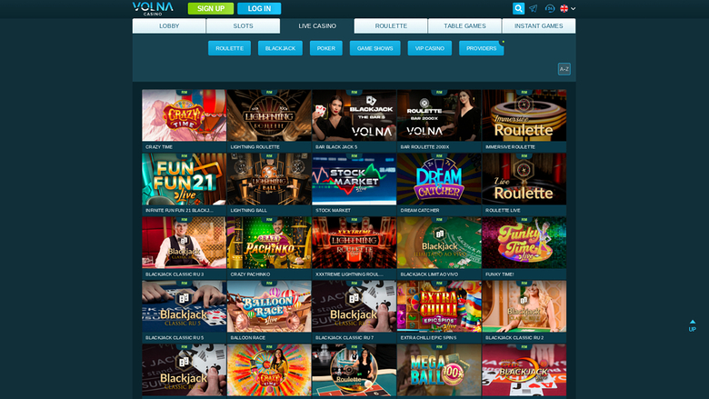 Volna Casino — Live dealer lobby