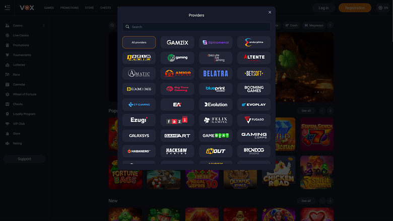 Vox Casino — Games by studio