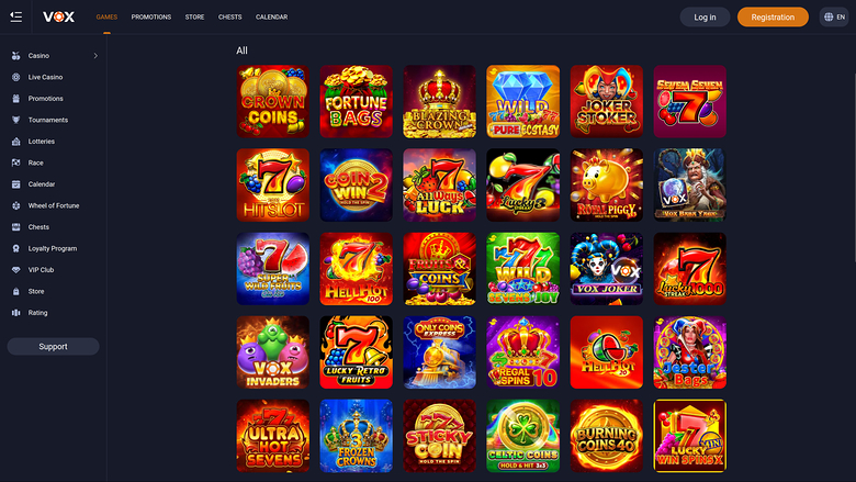 Vox Casino — Games lobby