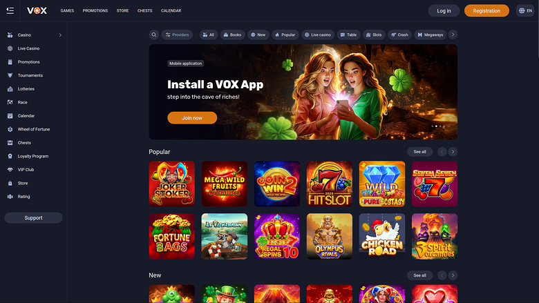 Vox Casino — Homepage