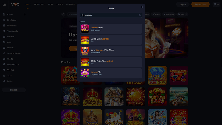 Vox Casino — Jackpot games