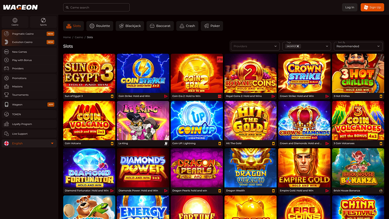 Wageon Casino — Jackpot games