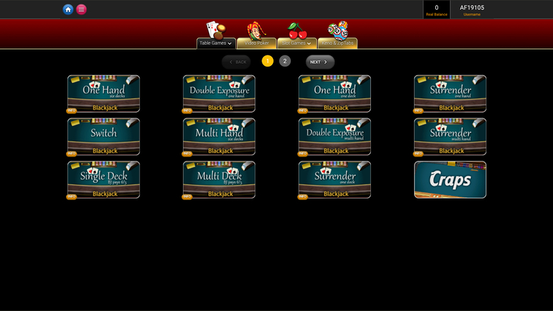 WagerWeb Casino — Games lobby
