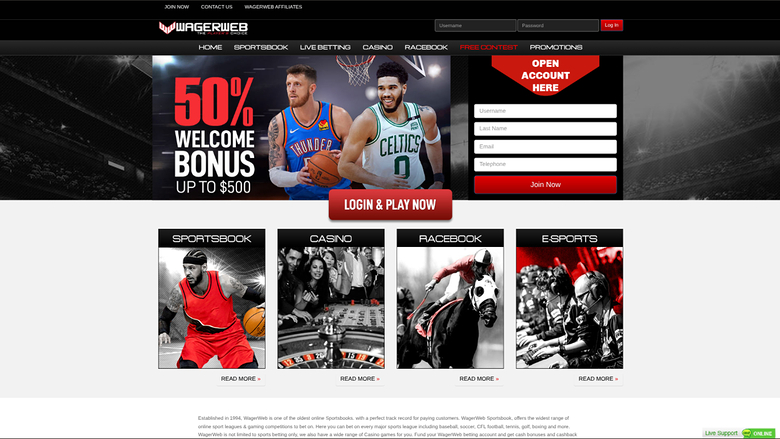 WagerWeb Casino — Homepage