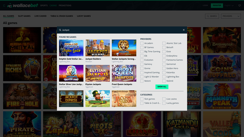 Wallacebet Casino — Jackpot games