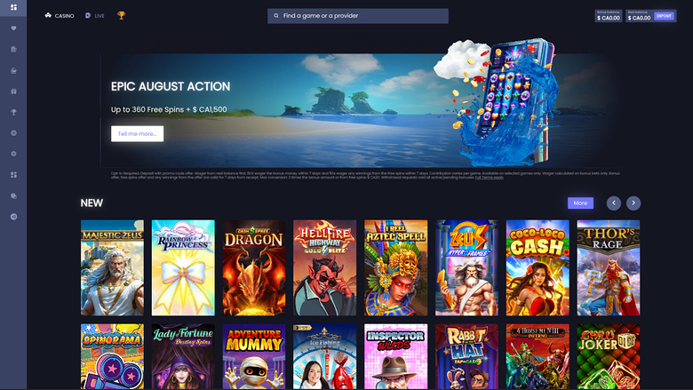 WatchMySpin Casino — Homepage