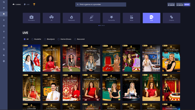WatchMySpin Casino — Live dealer lobby