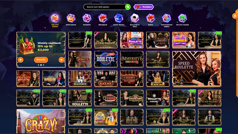 Wazamba Casino — Live dealer lobby