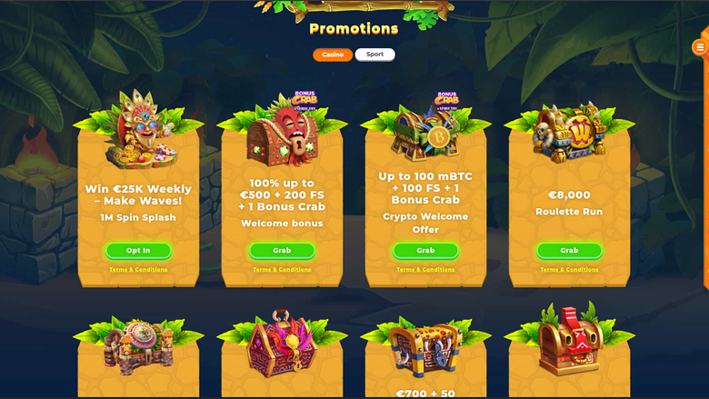Wazamba Casino — Promotions page