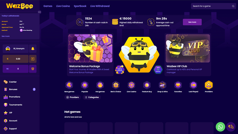 Wazbee Casino — Homepage