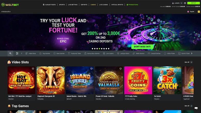Weltbet Casino — Homepage