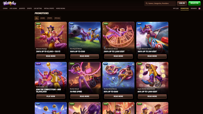 WestAce Casino — Promotions page