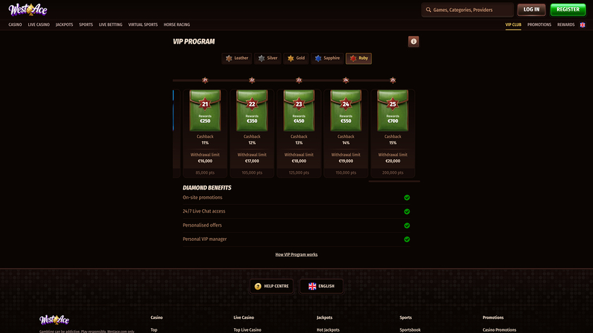 WestAce Casino — VIP section