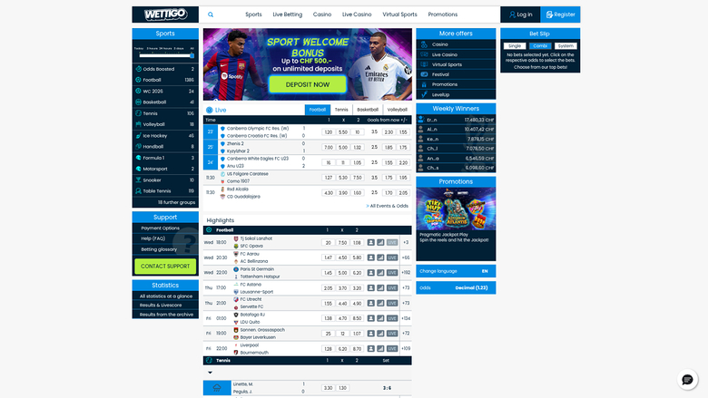 Wettigo Casino — Homepage