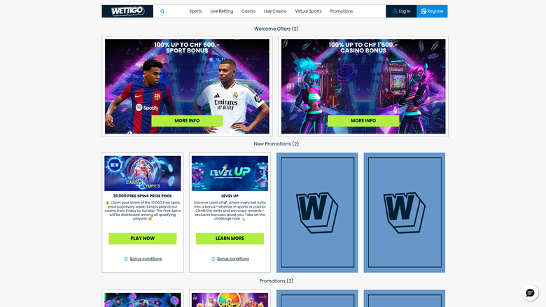 Wettigo Casino — Promotions page
