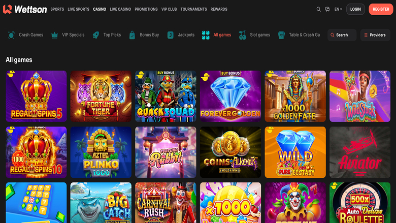 Wettson Casino — Games lobby