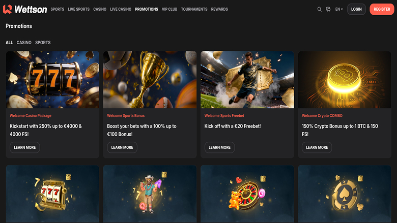 Wettson Casino — Promotions page