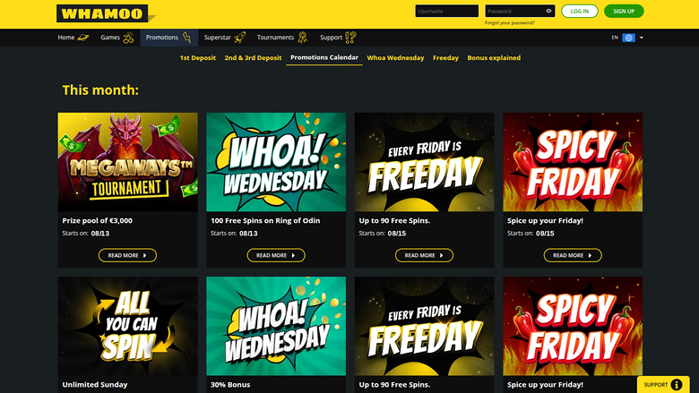 Whamoo Casino — Promotions page